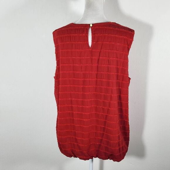 Liz Claiborne Red Sleeveless Top with Bubble Hemline and Sparkly Accents Size 1X - Picture 5 of 9